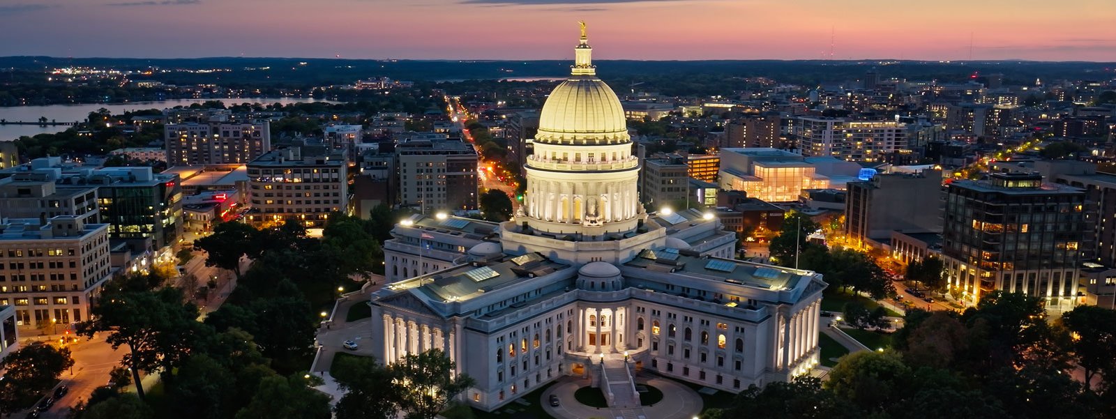 Wisconsin State Capitol at dusk